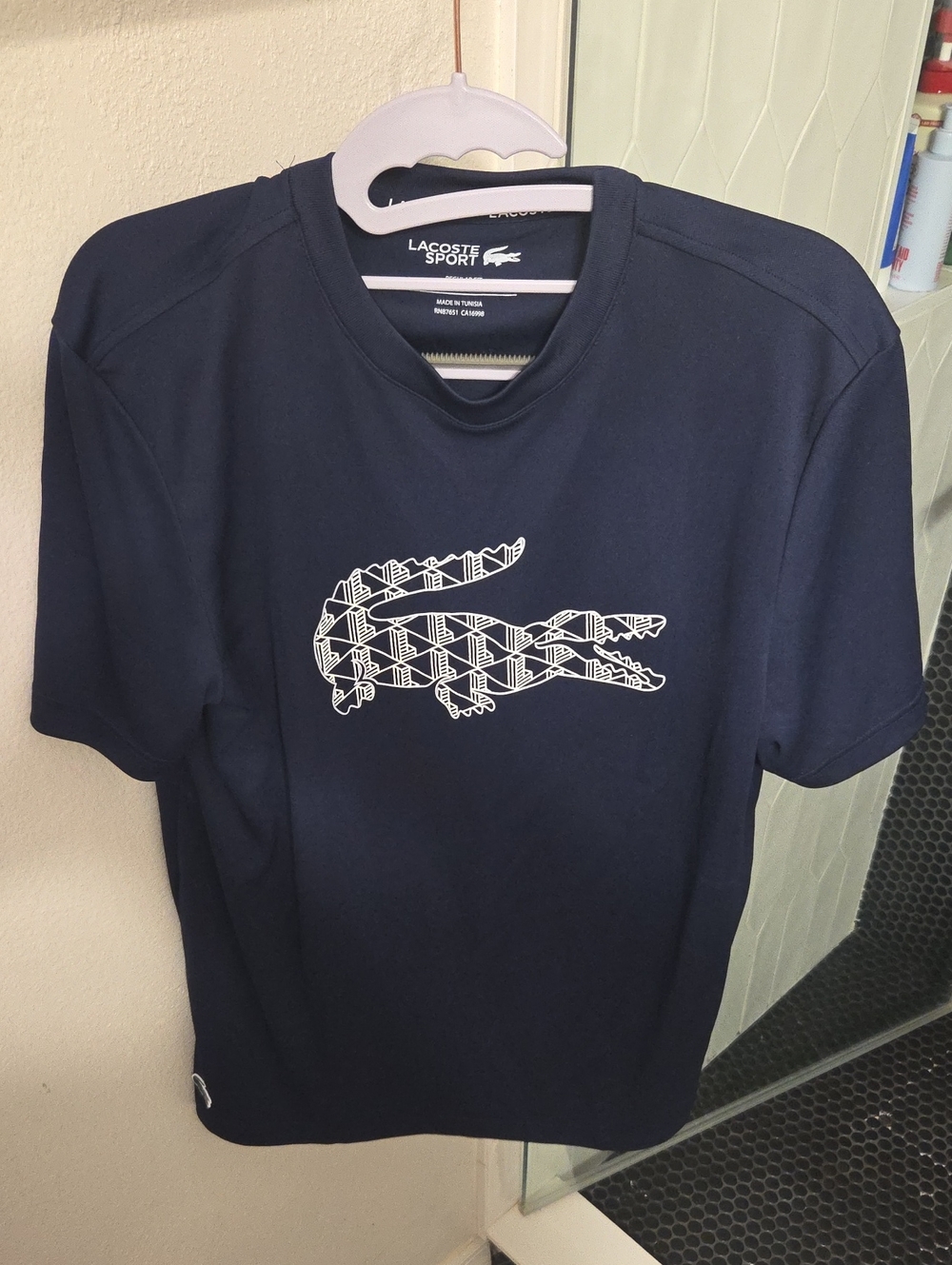 Lacoste Navy Short Sleeve Tee with White Graphic Croc